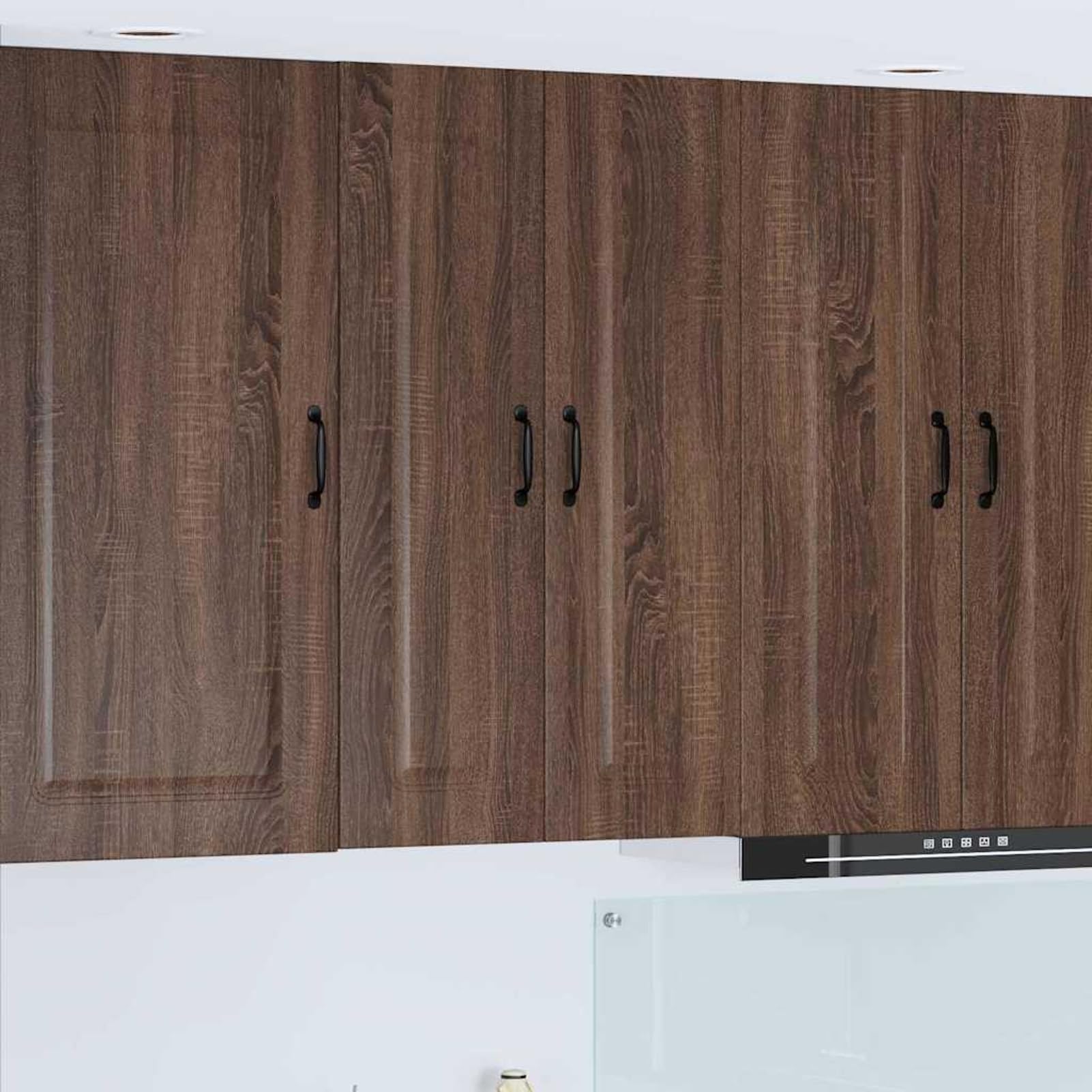Homgoday Weiße Wandküche mit Regalbrettern & Metallgriffen - Stauraum für Küche & Gewürze Model884791