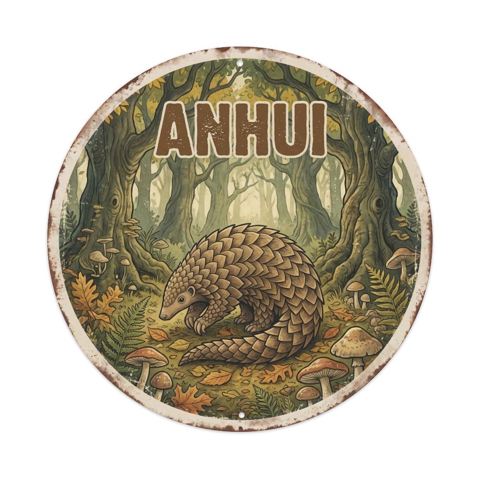 Anhui Chinese Pangolin Forest Floor Metal Tin Sign