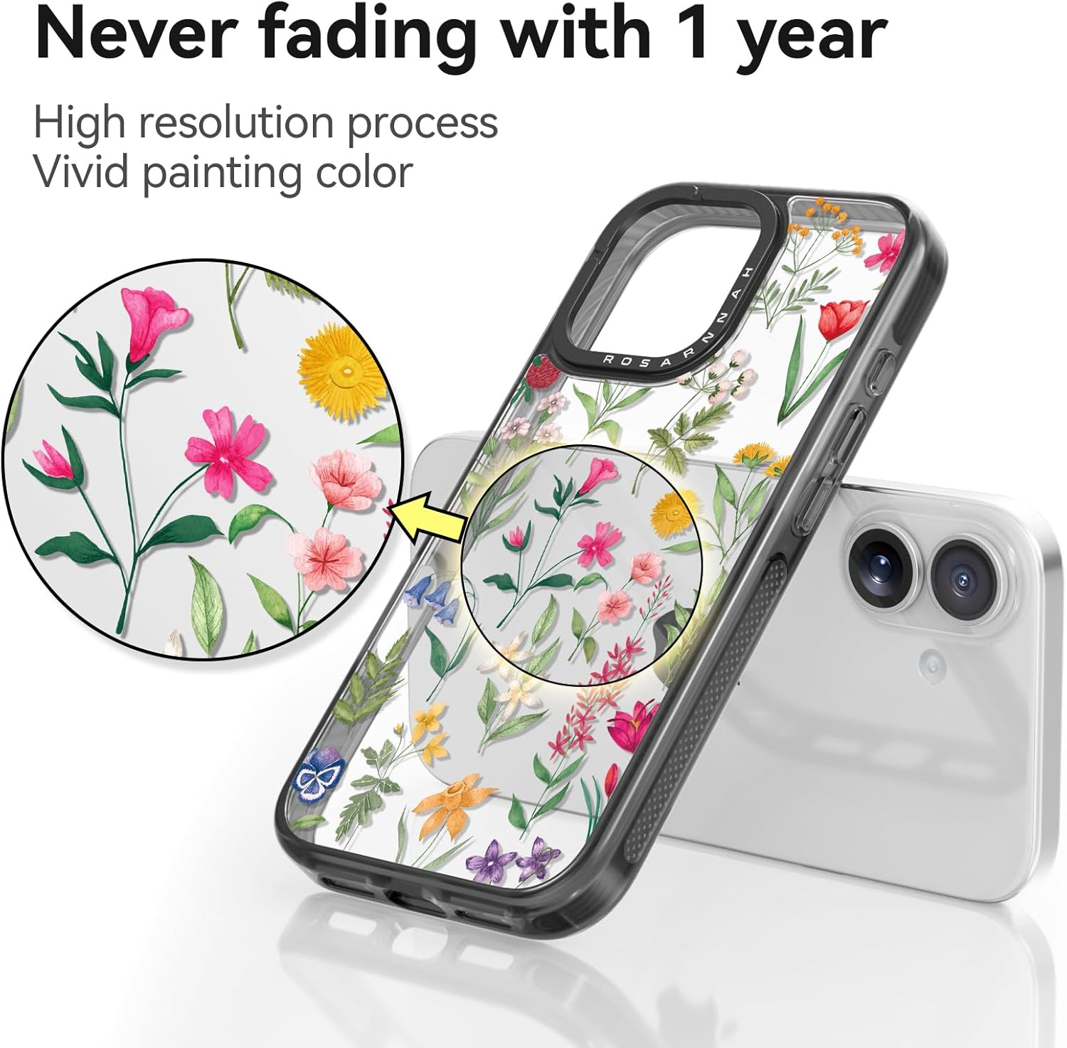 for iPhone 17 Case Cute - Durable Shockproof 6.6 ft Drop Impact Phone Case - Funny Nature Flower Design (6.3") Black - Image 5