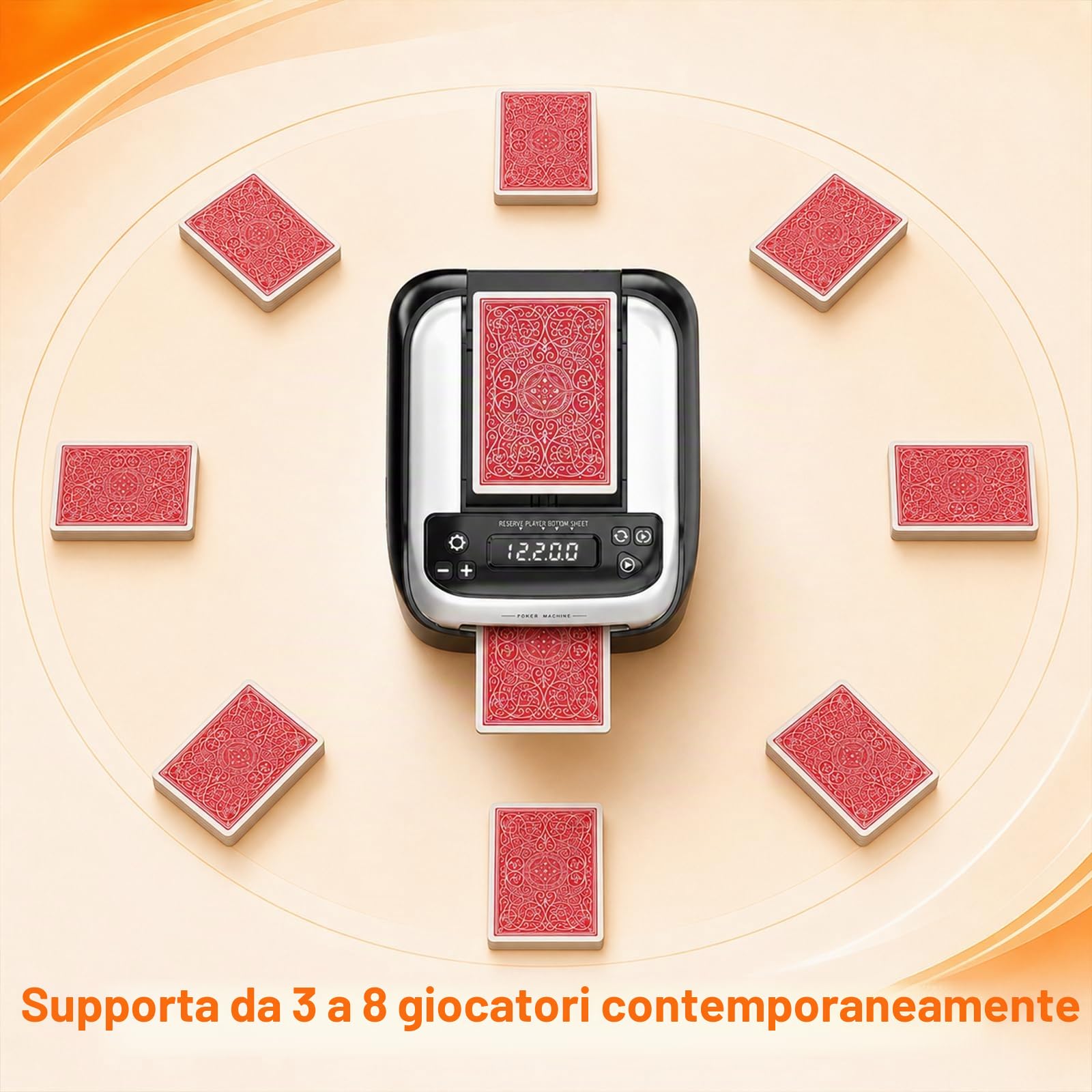 Distributore Automatico di Carte, mescolatore e distributore 2 in 1, Rotazione a 360° con erogazione precisa delle Carte, Supporta 12 Giocatori per Giochi di società a casa