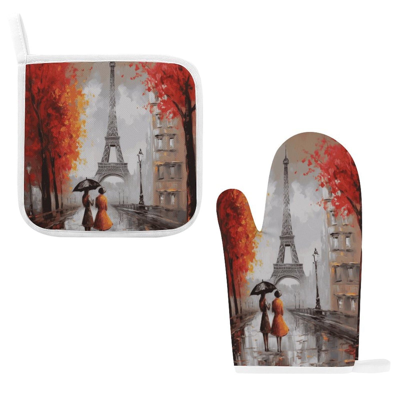 Eiffel Tower Paris Painting Oven Mitts and Pot Holders Sets