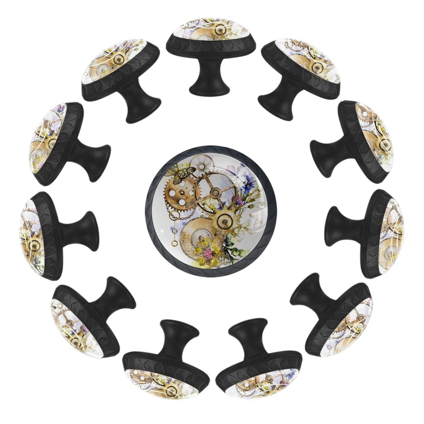 Boutons de tiroir ronds rétro papillons 35 mm lot de 12 pour commode enfant