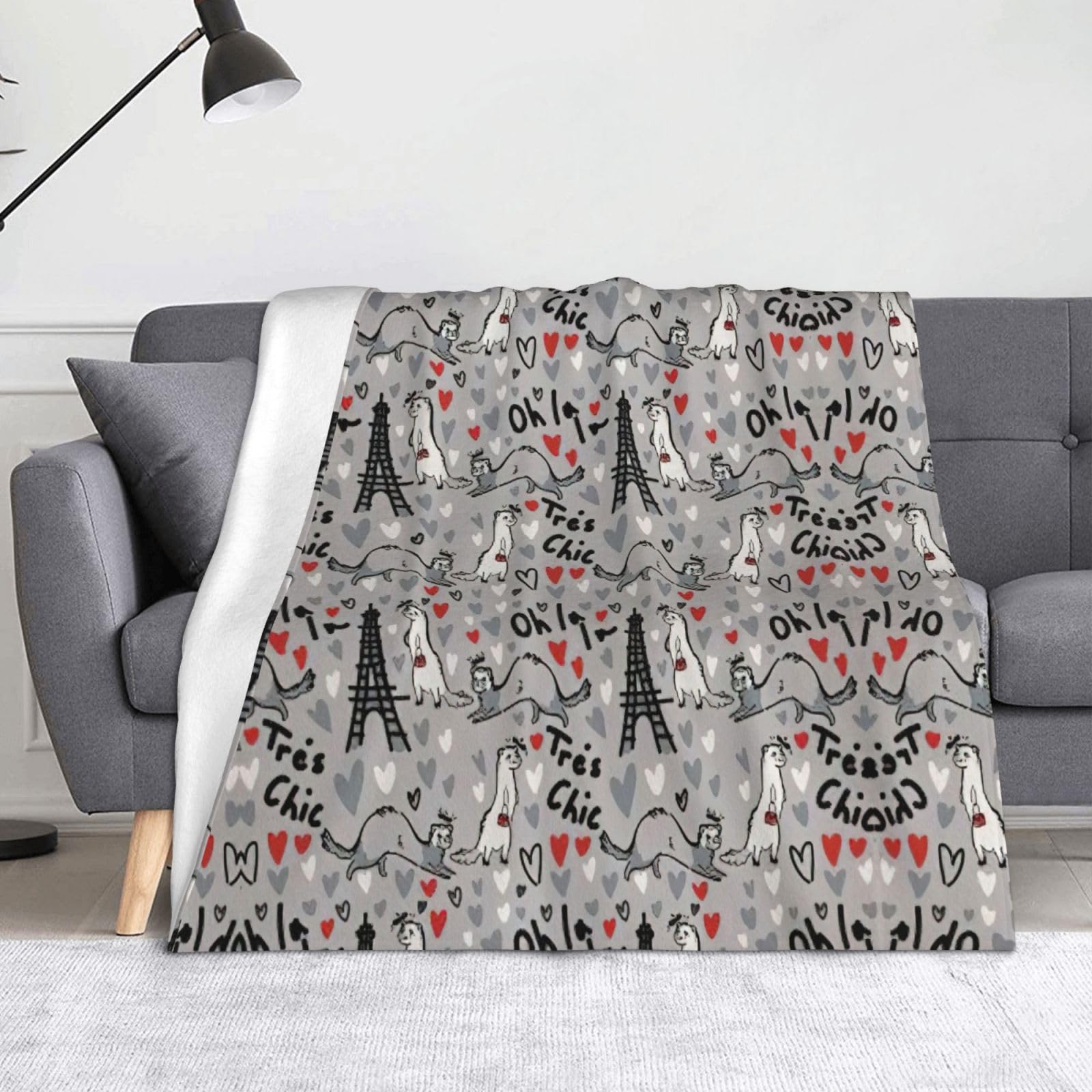 Plaid couverture légère chaude imprimé furets voyage camping 127x152