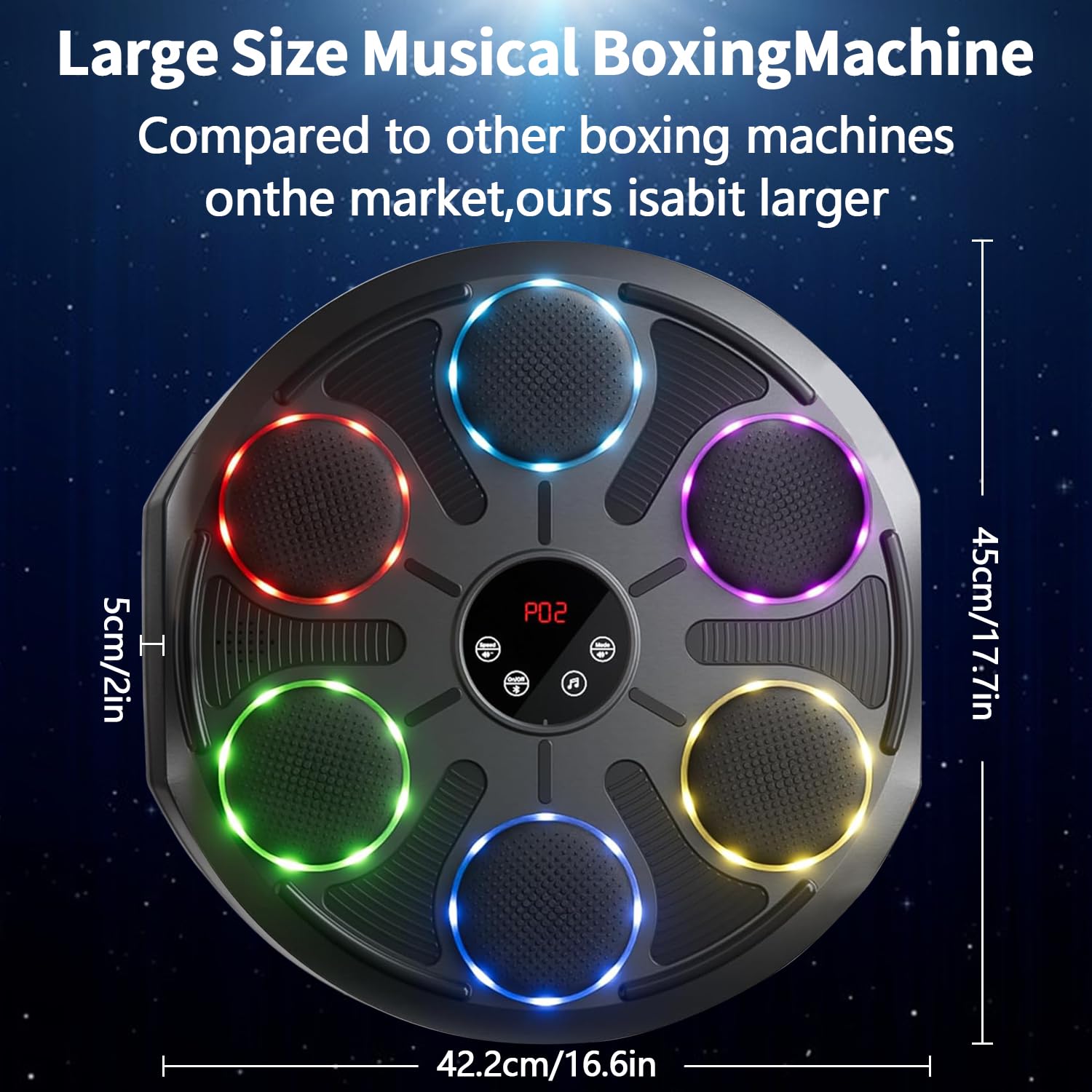 VICTERR Machine de Boxe Musicale,12 Modes Modèle Amélioré Bluetooth Intelligent Mural Music Boxing Machine,LED Bluetooth Intelligente Boîte à Musique Électronique avec Gants Appareil d'entraînement