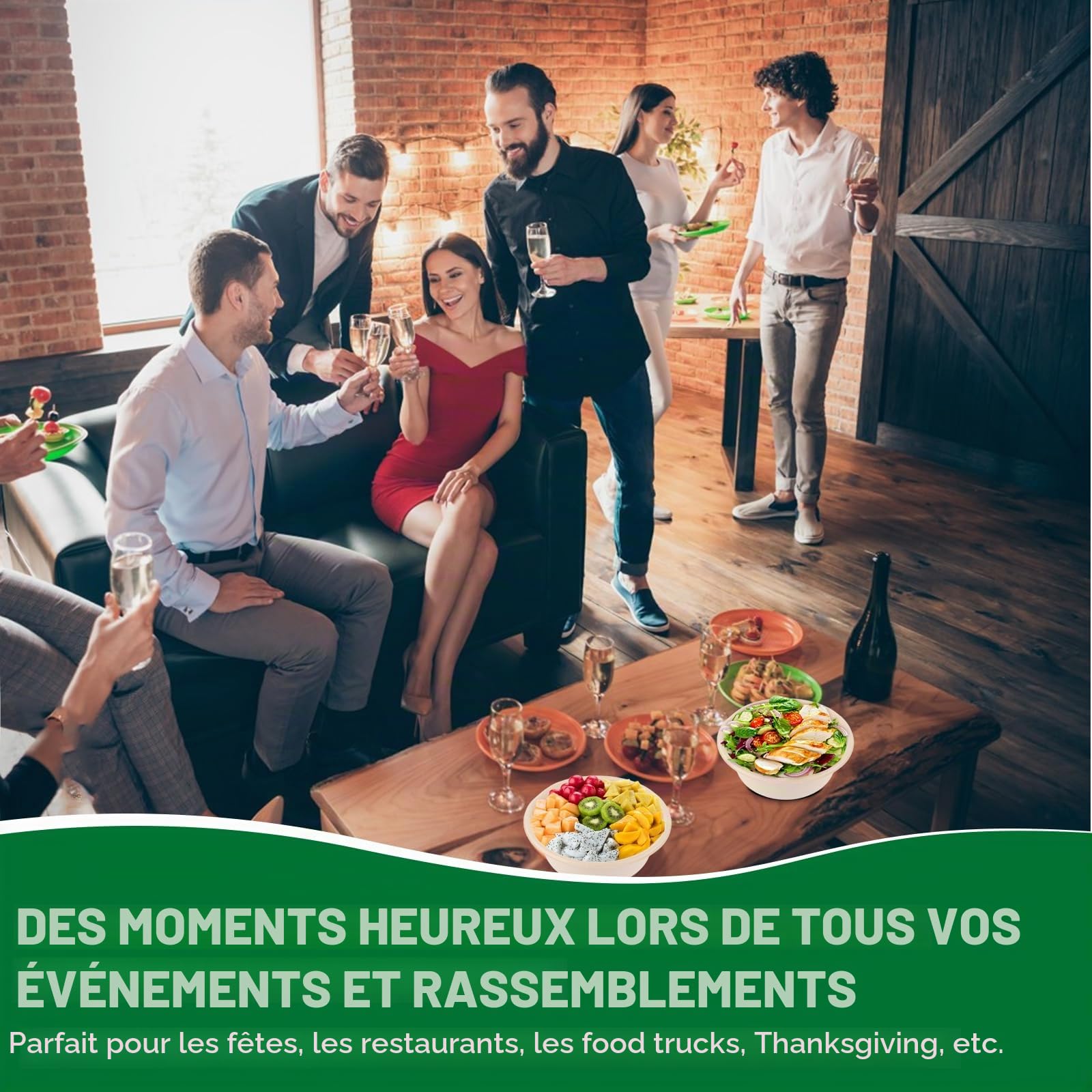 150 Pièces Bol Jetable 500ml Soupe, Bols Jetables Bagasse de Canne à Sucre, Bols Jetables 500 ml, Compostable pour Fête Mariage Pique-nique