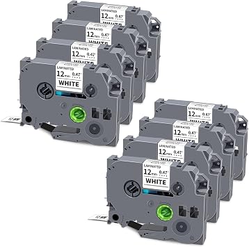 8-Pack TZe TZ Tape 12mm 0.47Inch Laminated White Compatible with Brother TZ-231 TZe-231 TZe231 Label Tape 1/2" for P Touch PT-D220 PT-D210 PT-P710BT PT-P300BT Label Makers, Black on White