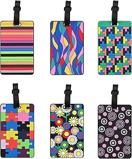 6 Pcs Lovely Secure Luggage Tags,Rubber Baggage Tags Suitcase Labels Identifiers with Lanyard Luggage Label Luggage Identifiers with Name ID Card Suitcase Tags Travel Tags for Suitcase Baggage