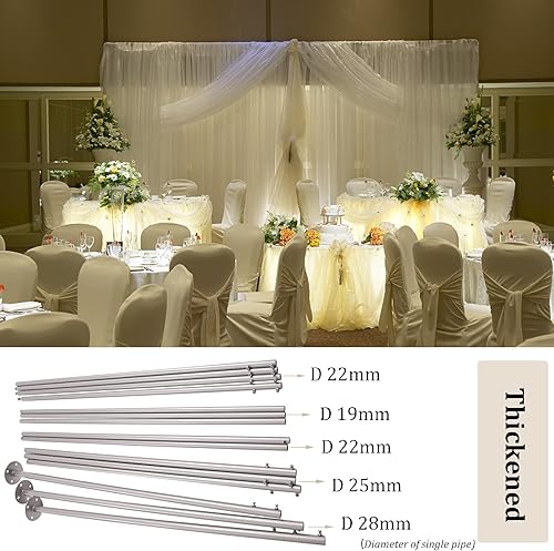 Miniatura 5 de WUPYI Kit profesional de tubo de soporte para telón de fondo, 10 x 20 pies, sistema de soporte de fondo de altura ajustable, marco de cortina