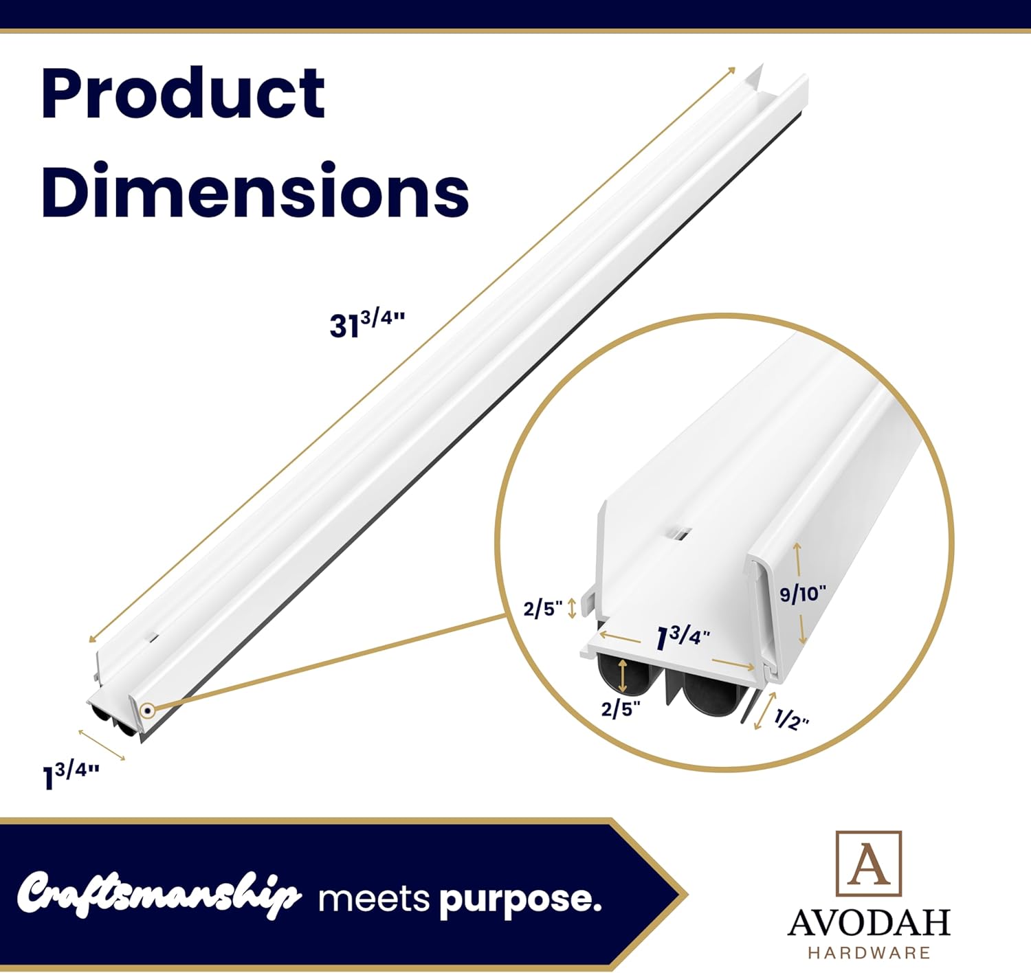 Adjustable Double Bubble Under Door Seal for Exterior Doors, 32 inch Door Sweep with Drip Edge & Drainage Channel, 32 Inch White