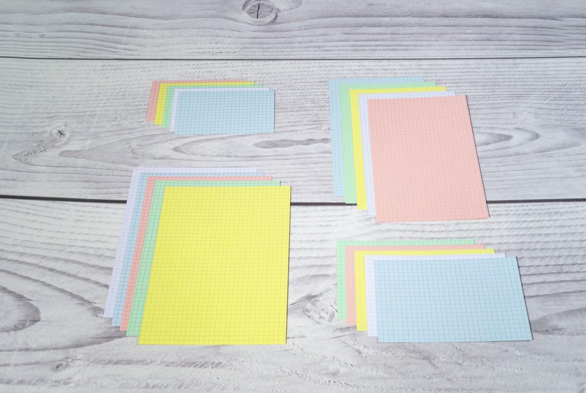 200 Karteikarten, 2 A5-Hüllen, kariert, perforiert, 5 verschiedene Farben + 1 Blumie Klebe-Index, 200 Stück