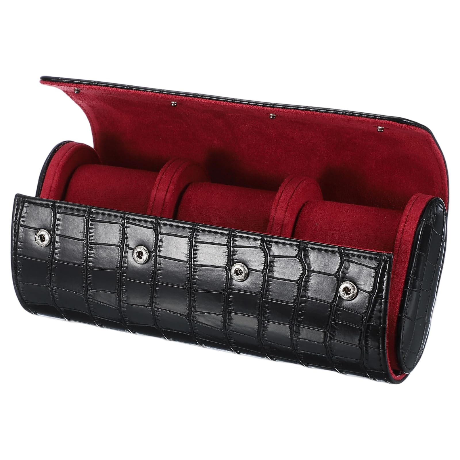 Étui de voyage sourcing map pour montres, 3 emplacements, en cuir portable, pour hommes et femmes. Organisateur de rangement avec coussin amovible, idéal pour les voyages et la présentation. Coloris