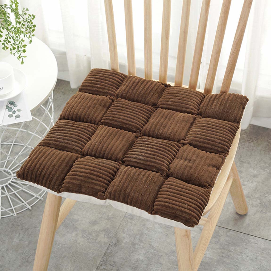 Coussin de chaise de salle à manger contre les assises glissantes, lot de 6 café