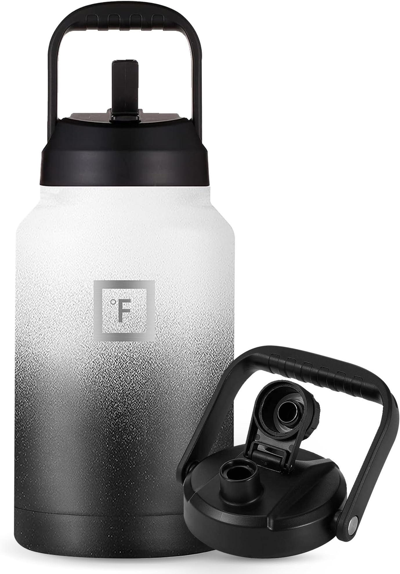 3.8L Stainless Steel Water Bottle with Straw & Spout Lids - Leakproof Vacuum Insulated Large Jug - Hot 12hrs & Cold 24hrs Drinks Metal Flask 1 Gallon for Sports Gym Travel