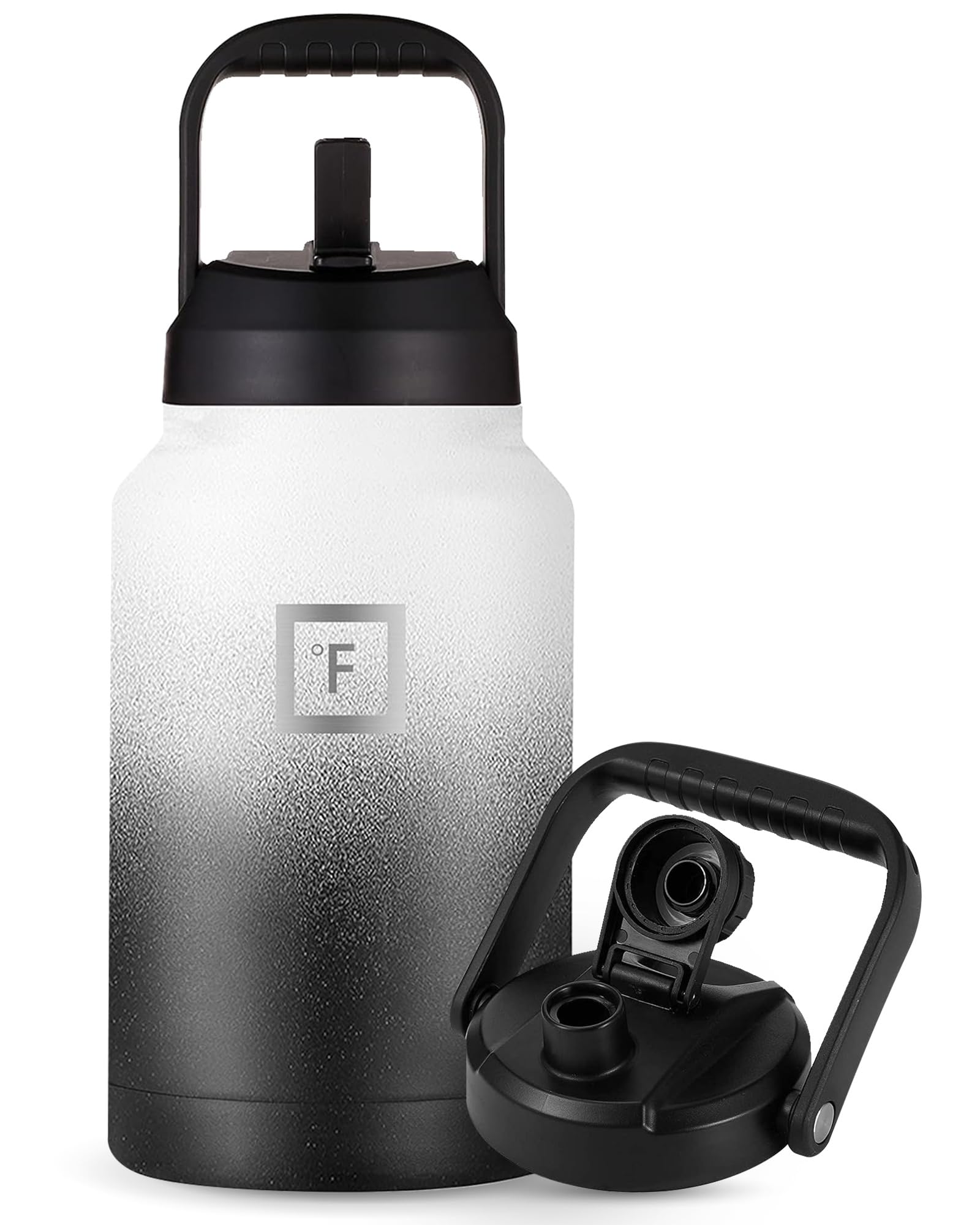 3.8L Stainless Steel Water Bottle with Straw & Spout Lids - Leakproof Vacuum Insulated Large Jug - Hot 12hrs & Cold 24hrs Drinks Metal Flask 1 Gallon for Sports Gym Travel