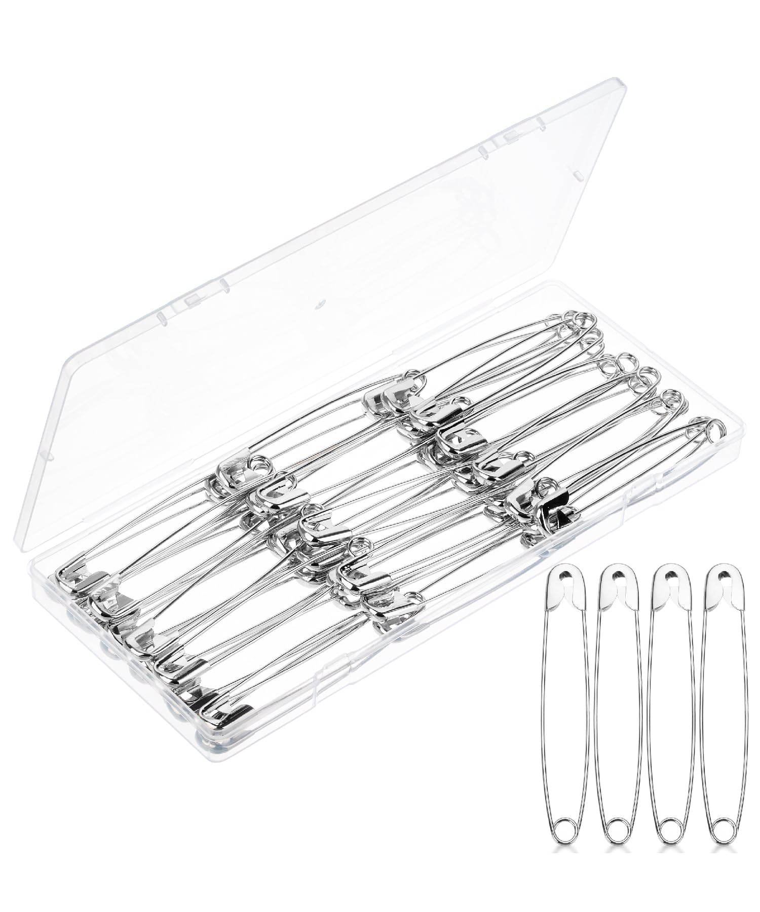 Mr. Pen- Large Safety Pins, 3.3 Inch, 50 Pack, Silver, Nickel Plated Stainless Steel, Heavy Duty Safety Pins for Curtains, Quilting, Sewing, Brooch Making, Crafts, Clothing Repairs & Decorations โ image 1