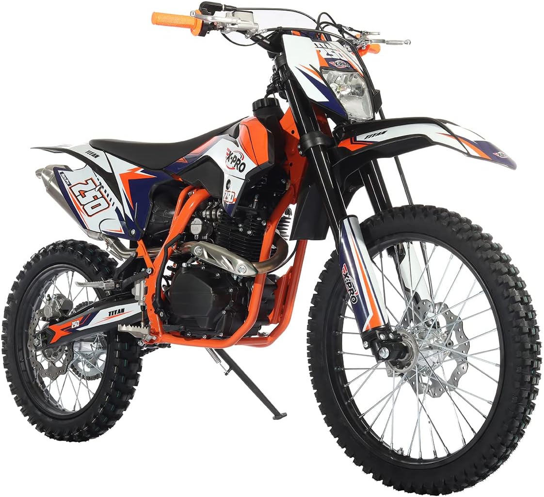 X-PRO 250cc Dirt Bike with LED Light Zongshen Engine Pit Bike Gas Dirt Bikes Adult Pitbike, Big 21"/18" Wheels!