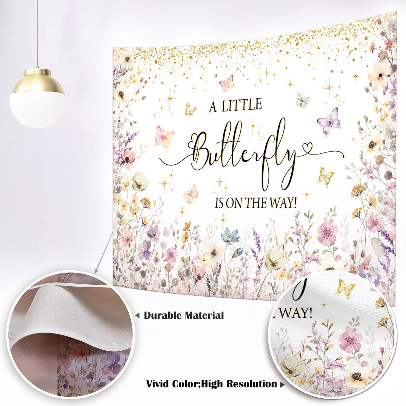 Butterfly Baby Shower Backdrop - 8x6ft Pink Floral Photography Background For Girls Party