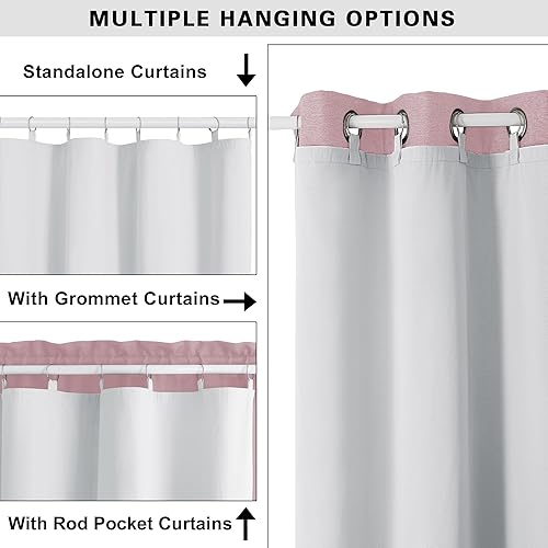 Miniatura 3 de Simplebrand 100% Blackout Curtain Liner for Living Room, Thermal Insulated Blackout Liners for 84 Inch Behind Curtains, 2 Liners Per Set with 14