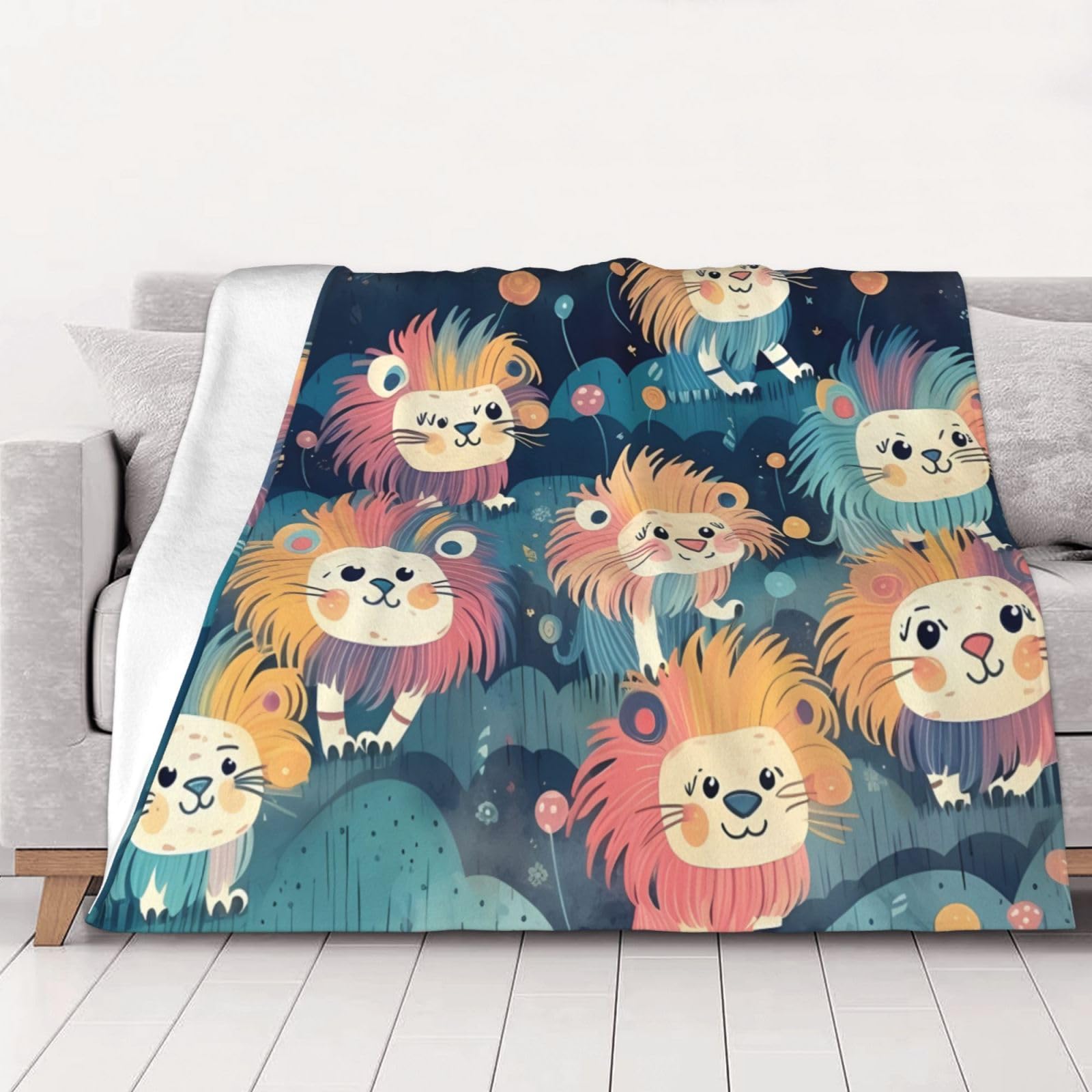 Couverture flanelle douce lion jeté canapé lit bureau pique-nique