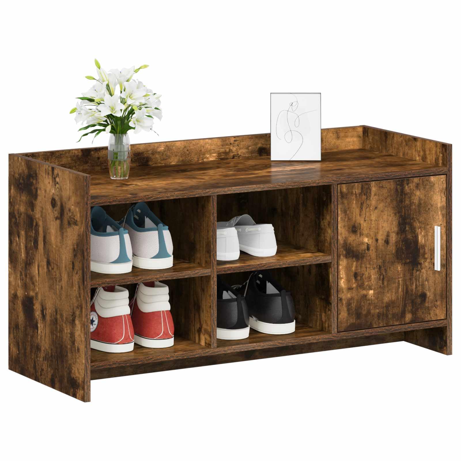 Szafka na buty z drzwiami dębu dymnego 100 x 39,5 x 51 cm