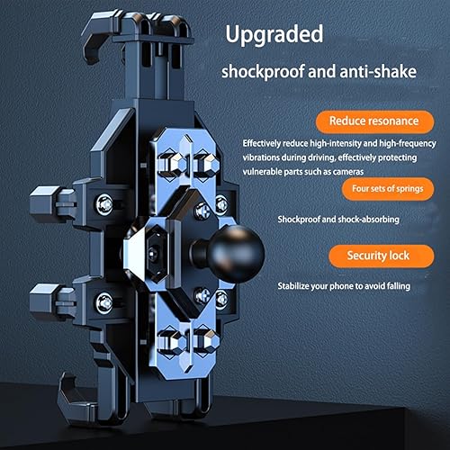 Miniatura 2 de Soporte de teléfono para motocicleta, amortiguador doble, antivibraciones, soporte ajustable para teléfono celular, compatible con iPhone, Samsung,