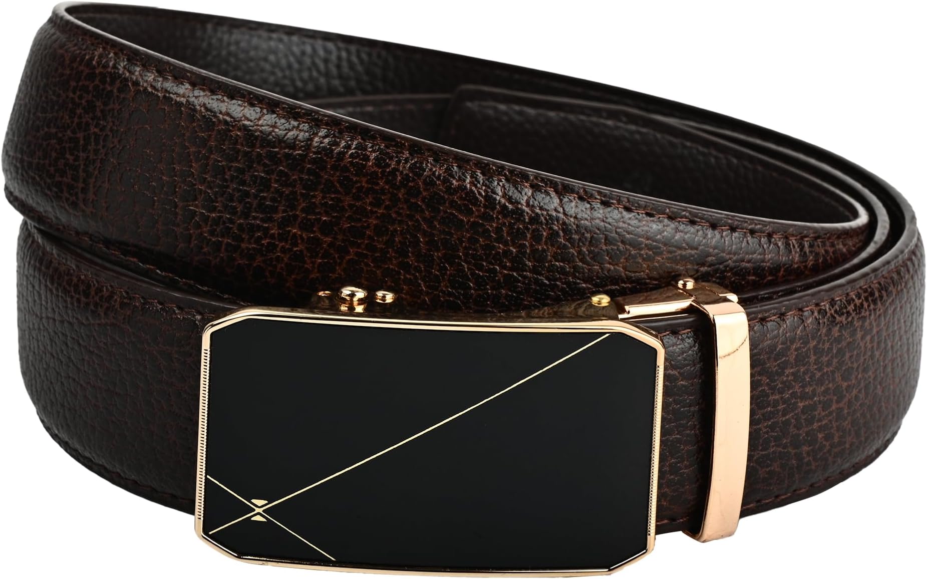- Moda B Aurum Mirage | Premium Leather Ratchet Buckal Waist Belt | 32-39 Inches Waist Size | Genuine Leather | For Men | Aurum Collection