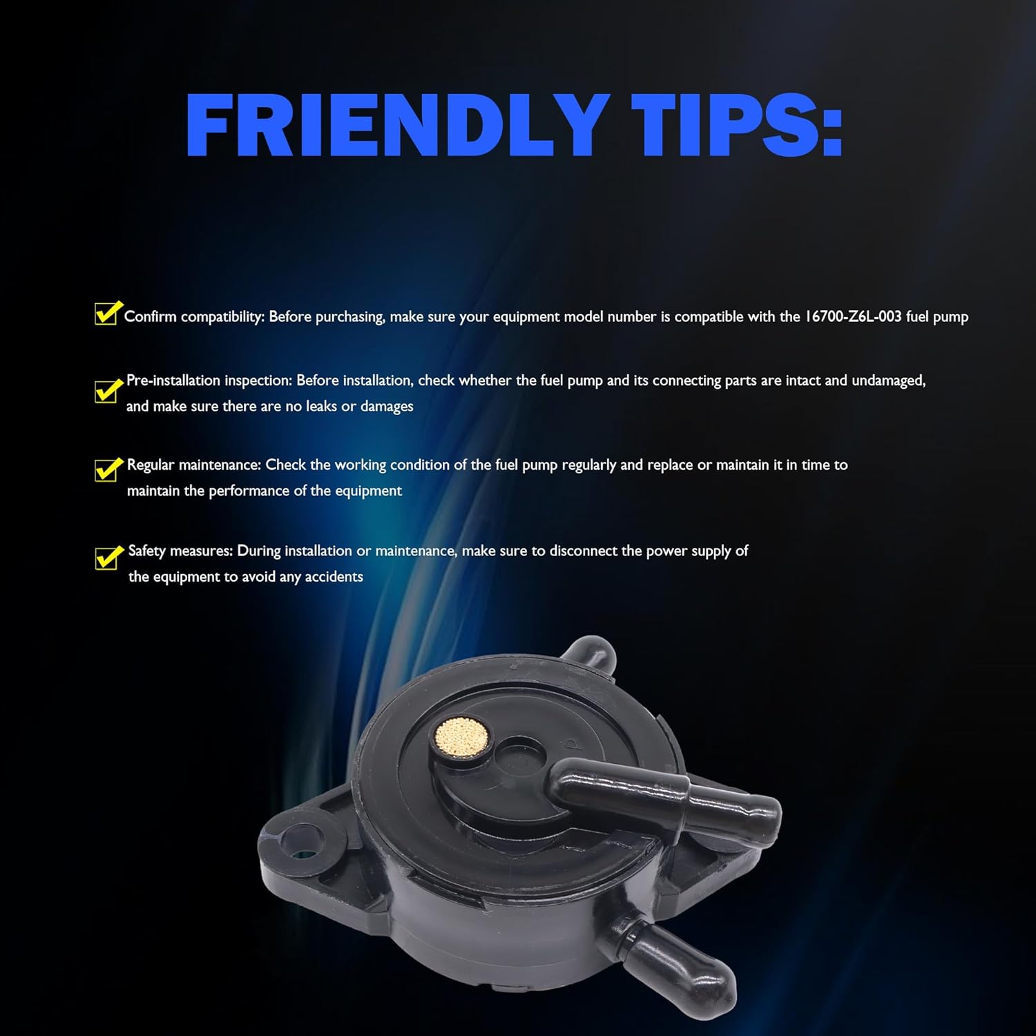 16700-ZT3-013 Fuel Pump Assembly Compatible with Honda Generator EU1000i EU2000i EB2000I EB2000IT1 EB2200IT EU1000IK1 EU1000IT1 EU2000IK1 EU2000IT1 EU2200IT EX700C GXH50 GXH50U