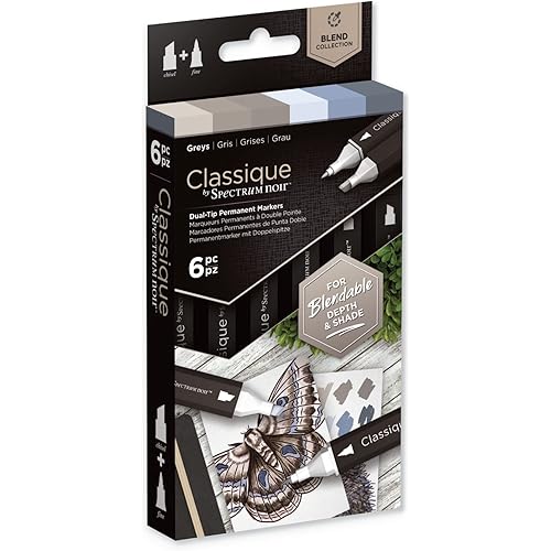 Spectrum Noir Classique Blend Alcohol Marker Dual Nib Pens Set-Greys-Pack of 6