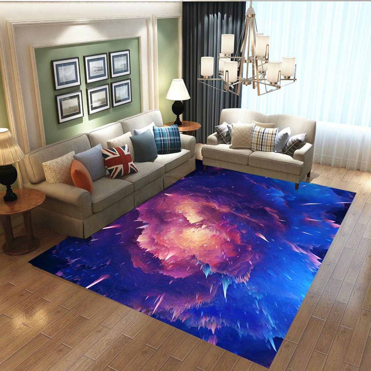 チェアマット 椅子 マット チェアマット 床保護マット ゲーミングチェアマット コンピュータゲームチェアマット、堅木張りの床用の星空