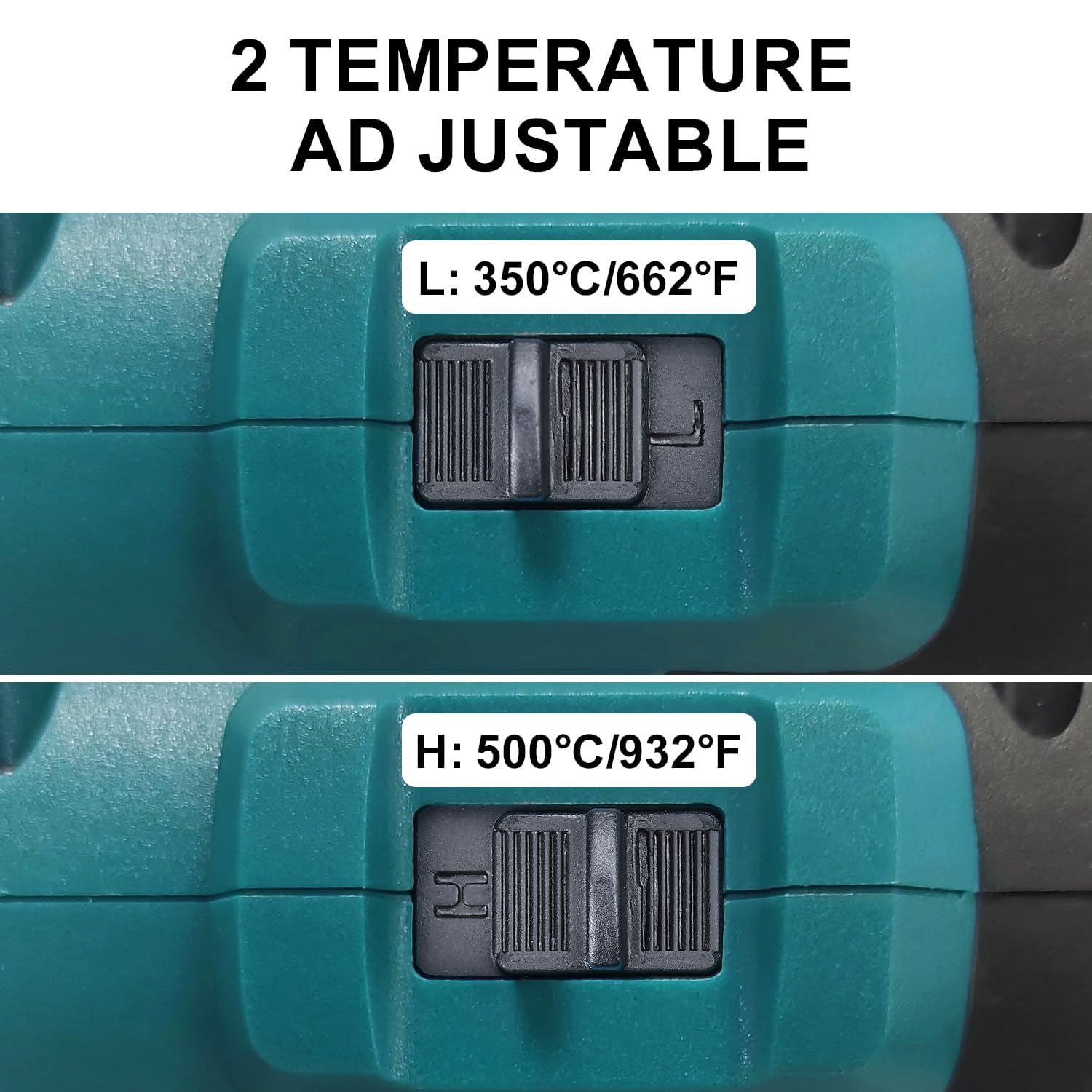 Pistola de calor inalámbrica, pistola de aire caliente compatible con batería Makita LXT de 18 V, 3 boquillas, ajuste de 2 temperaturas máximo de 500 °C para manualidades, tubos retráctiles, resina y