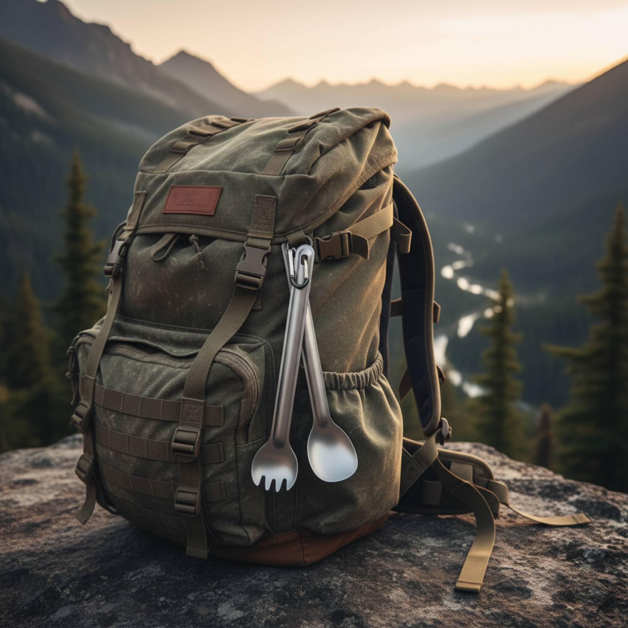 Titanium Spork, 2 sztuki tytanowych łyżek z długim uchwytem, sztućce outdoorowe, wielofunkcyjne łyżki na kemping, wędrówki i przygody na świeżym powietrzu