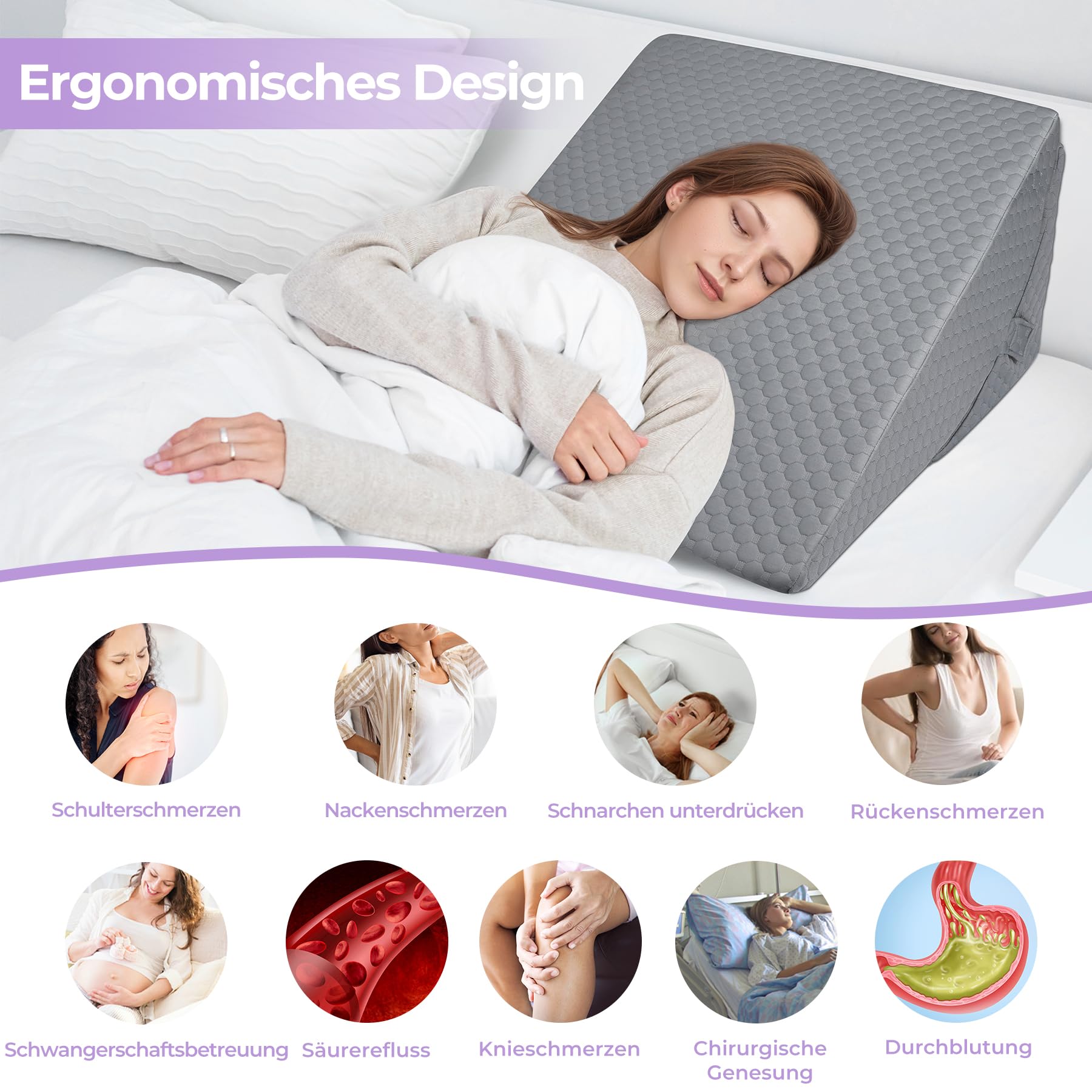 Babenest Base de esponja triangular para cama (capa de aire gris)