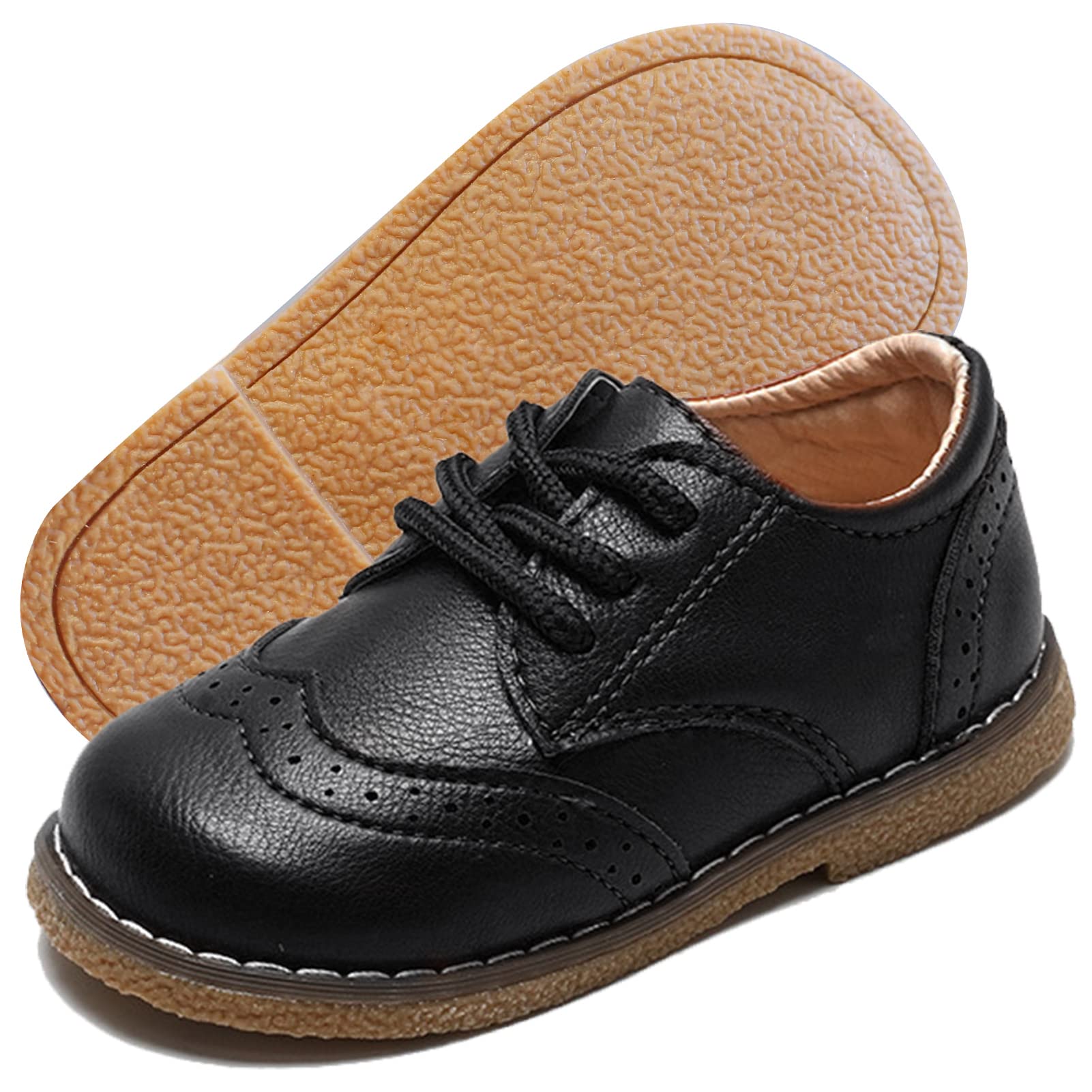 Panegy Zapatos de bebé niña de PU cuero zapatos con cordones bajos elegantes ligeros zapatos brogue casual con suela morbida para suela fiesta boda