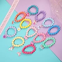 Vista 3 de PinkSheep Pulsera Arcoíris Pulseras de Cuentas Coloridas para Niñas Pequeñas Rellenos de Canasta Pulseras con Dijes de Unicornio Mariposa Conejito