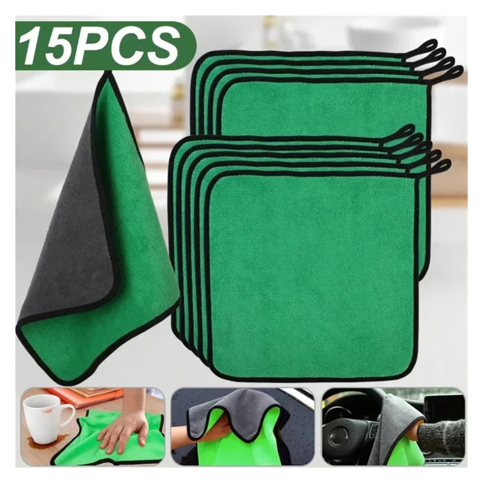 Microfiber Cleaning Towels for Car Detailing and Household Use - Ultra Absorbent and Soft Cleaning Cloths 30c60cm 15pcs — view 2