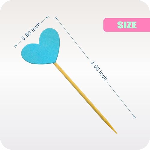 Miniatura 2 de Juego de 30 adornos para cupcakes, GUCUJI divertido corazón azul con purpurina para manualidades, decoración de aperitivos, accesorios de fiesta