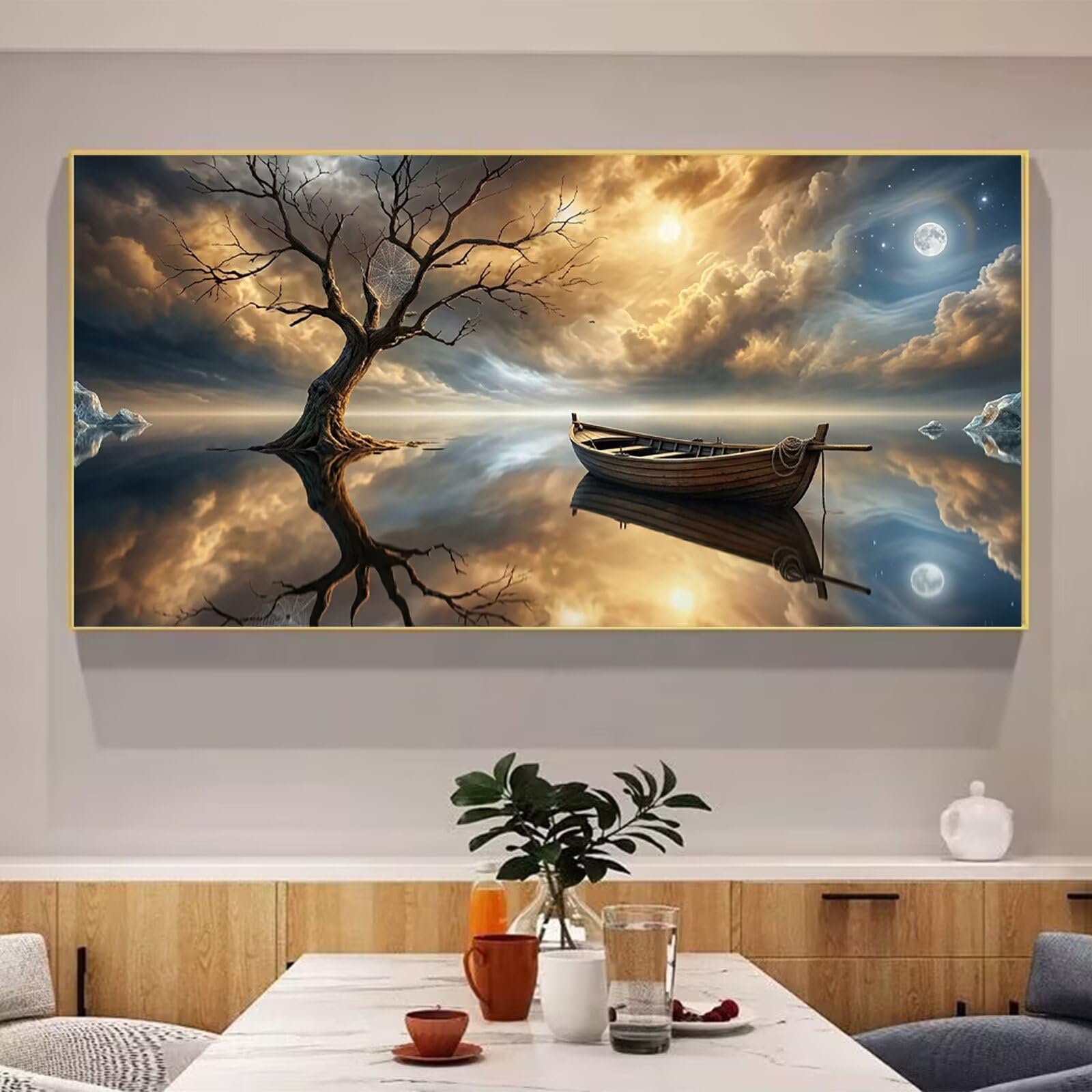 Diamond Painting Baum, Landschaft Diamond Painting Erwachsene, 5D DIY Vollbohrer Diamanten Paint by Numbers, Kreatives für Erwachsene Mosaik Bastelset für Home Wand Deko, Geschenk, 60x120cm, Cod-992