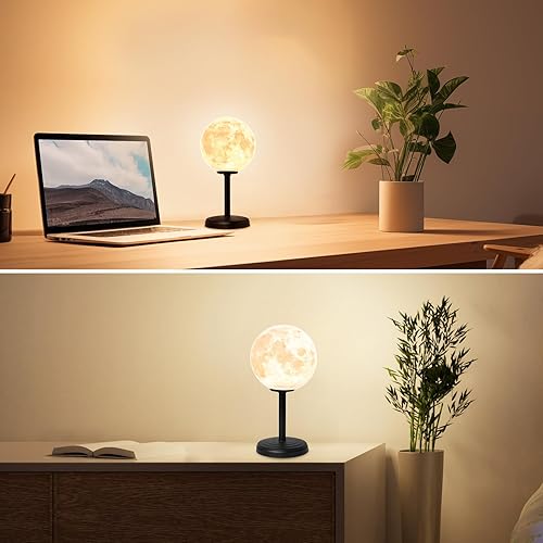 Miniatura 9 de Lámpara de luna 3D, lámpara de mesita de noche para dormitorio, lámparas de noche regulables, pequeña lámpara moderna para dormitorio, luz de