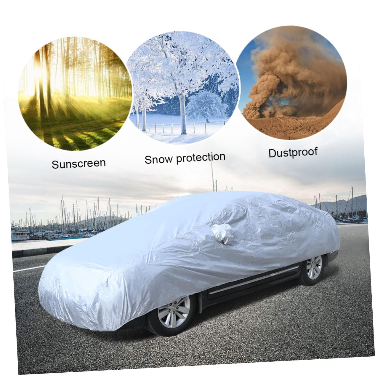 BUGUUYO XL Full Car Cover Silver Uv Outdoor and Scratch Easy to Store Breathable Car Shade for Use — view 4