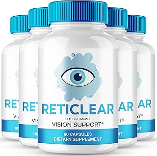 RetiClear Vision Support Capsules, Official RetiClear Eye Health Supplement Pills - Maximum Strength, All Natural for Visual Wellness & Crystal Clear Vision, Premium Reti Clear Reviews (5 Pack)
