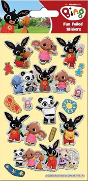 Paper Projects Bing Super Sticker Pack | Big Bundle for Scrapbooking and Decoration | Reusable on Non-Porous Surfaces,Blue / White / Yellow,24.5cm x 11cm