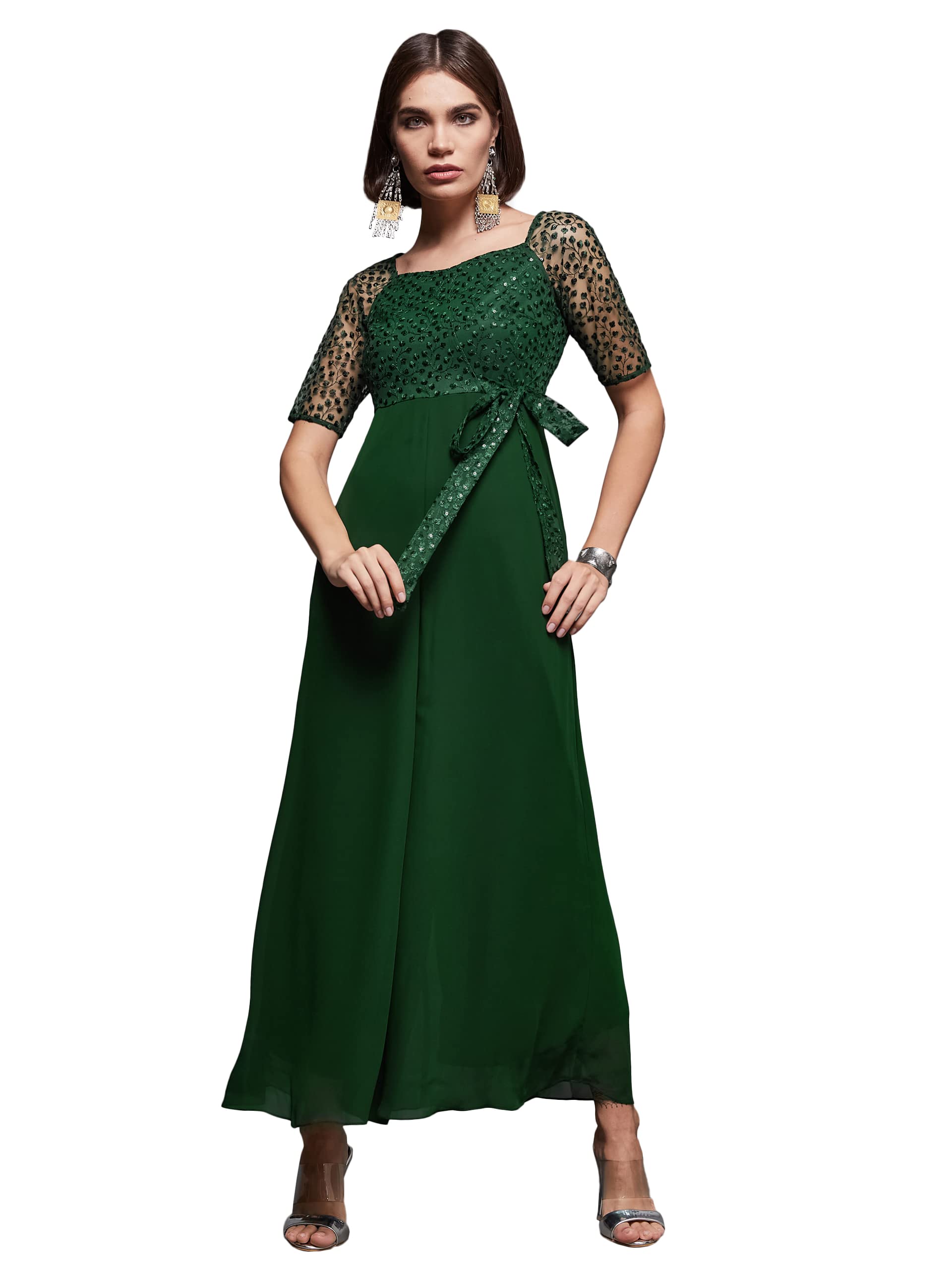 Women's Polyester Embroidered Ankle Length Jumpsuit