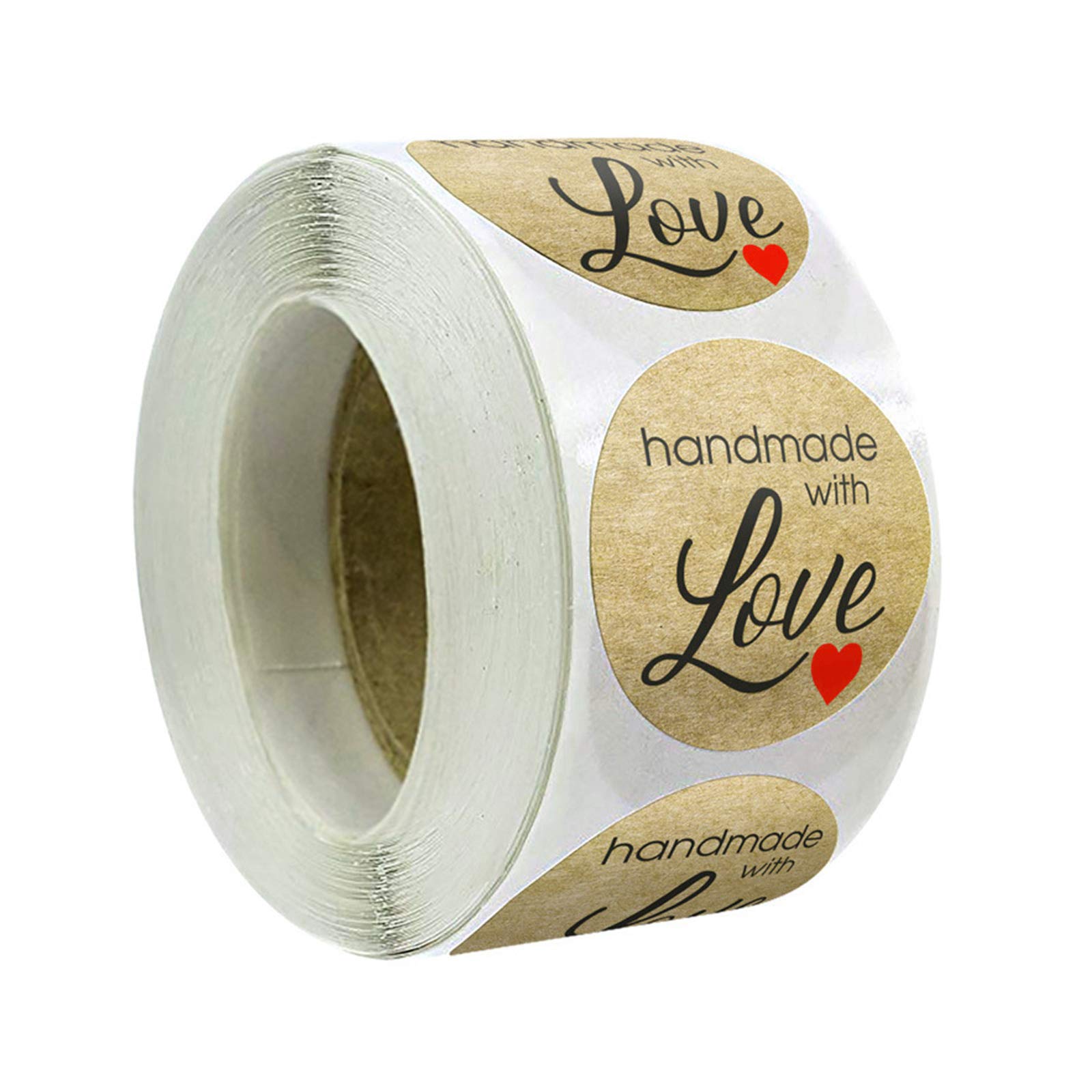 500 Pcs Handmade with Love Stickers, Self-Adhesive Round Baking Paster Label for DIY Wedding Party Decor