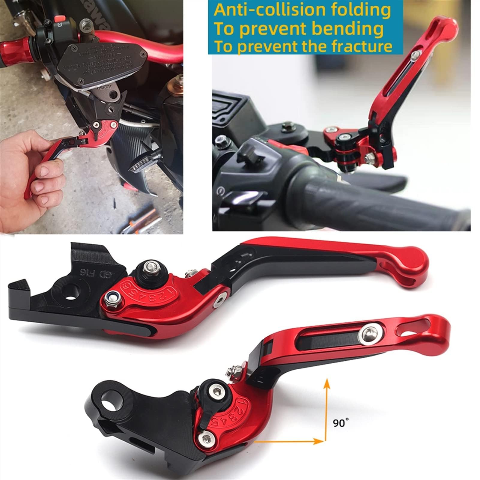Leviers de Frein et d'embrayage Moto pour Suzuki GSF 650 S/N Bandit 2007-2015, Pliable et Beau Moto Frein Embrayage Poignée Kit,C