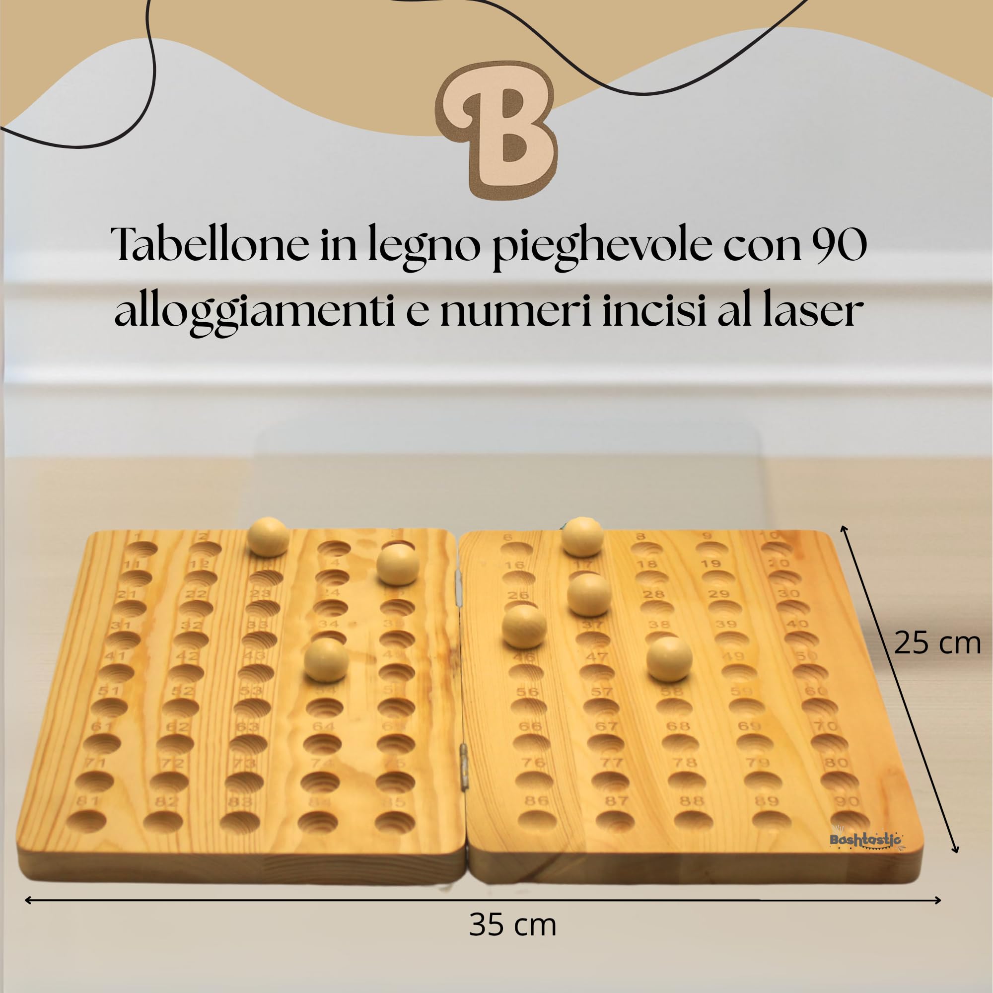 Tombola Classica – Tombola con Ruota di Metallo con 102 Cartelle Riutilizzabili | Tabellone e 90 Palline di Legno Numerate al Laser. Divertimento per tutta la famiglia!