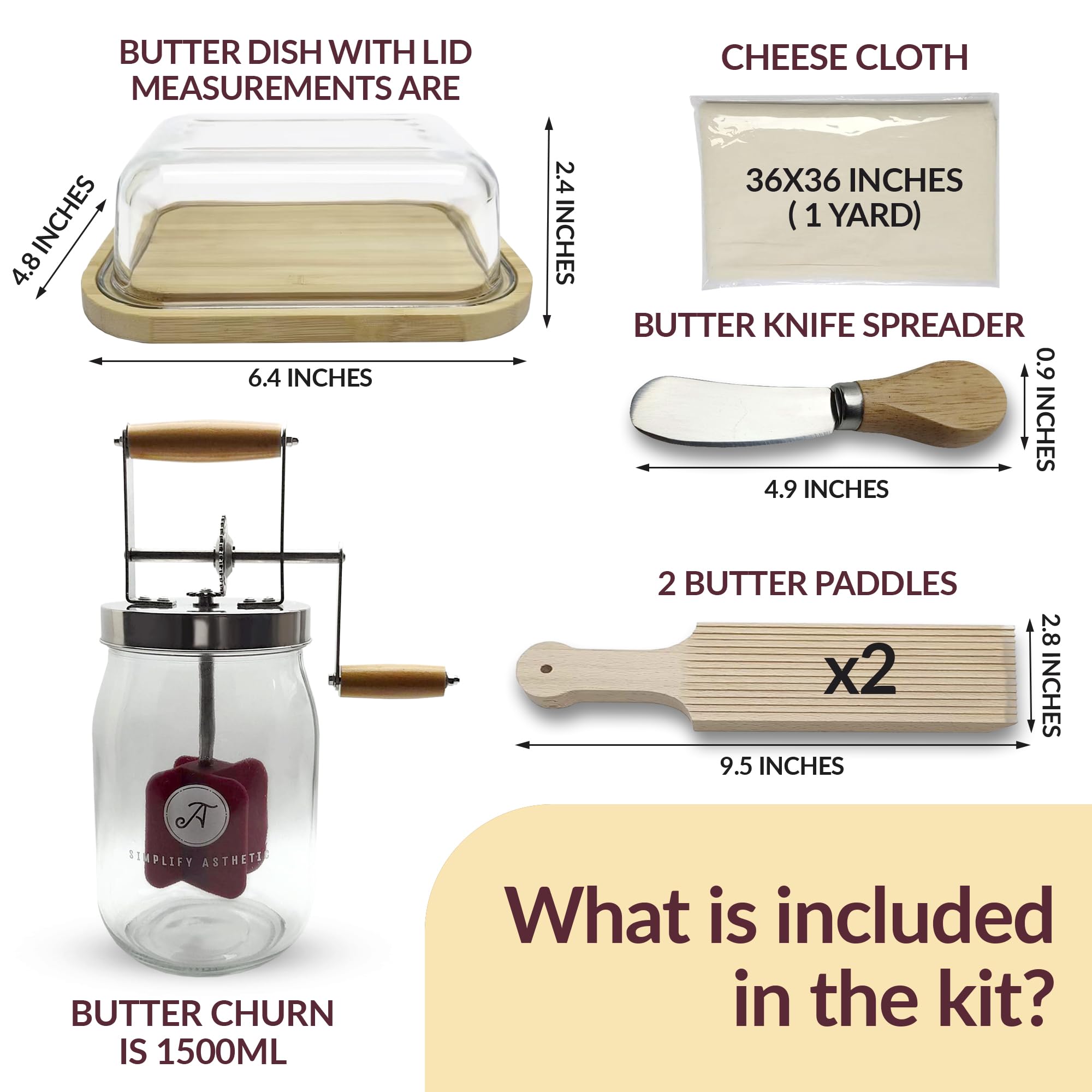 Amazon | バターチャーン - ふた付きバターディッシュ、チーズクロス