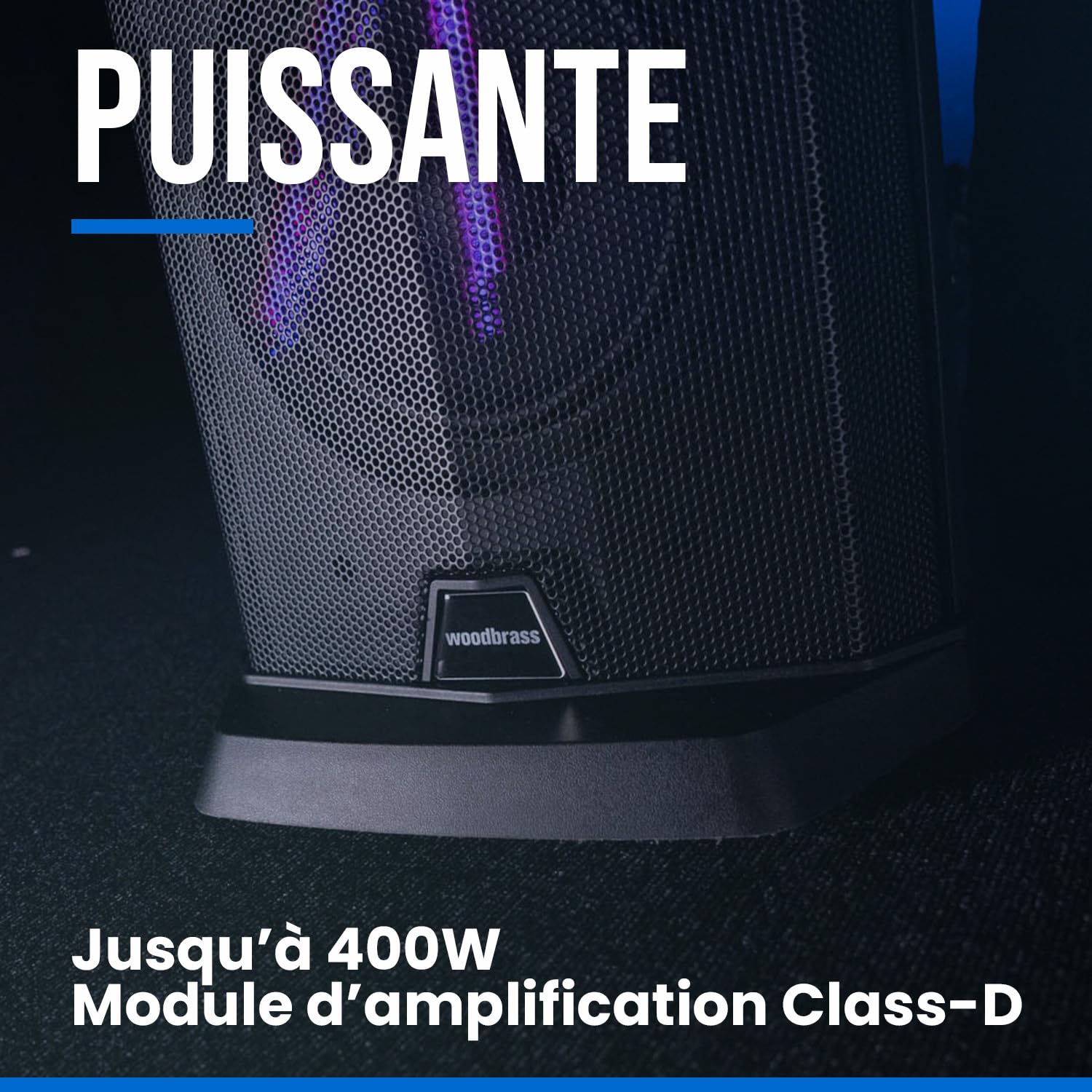WOODBRASS CS200 Enceinte Active Amplifiée Sonorisation Puissante Bluetooth 200W - Class-D 105db - Sono Mobile, Robuste, Compacte, Performante, 5 entrées, sans Fil, DSP - DJ, Fête, Conférence, Concert
