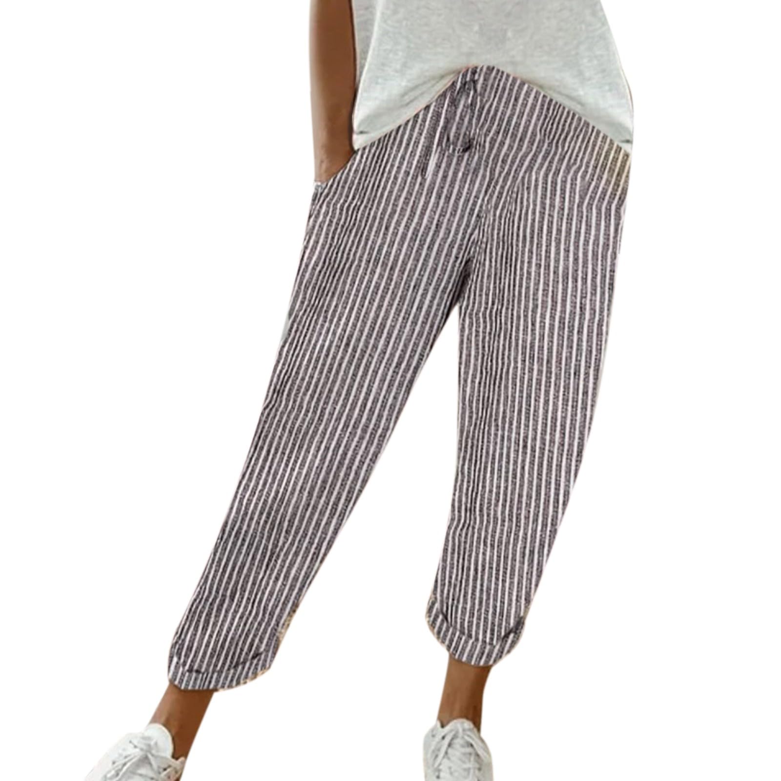 Summer Trousers for Women, Crinkle Trousers for Women UK, Ladies Cut Off Trousers Summer, Cotton Linen Trousers Women, Magic Trousers UK, Sweatpants Womens Baggy, Black Cotton Fabric, Womens Clothing