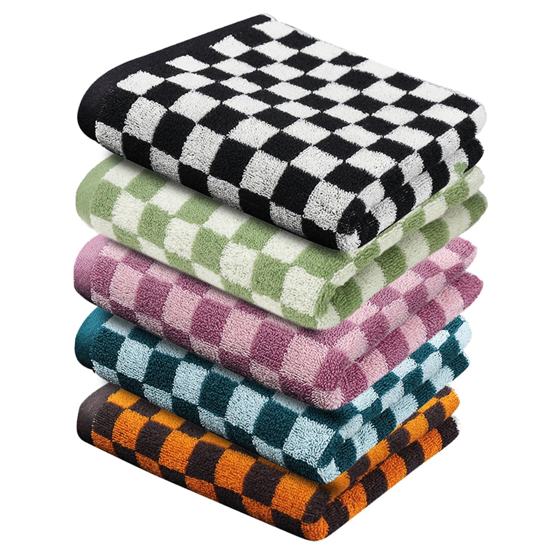 YXWXY Hand Towels 14"X30" Set of 5 Mixed Color Washcloths Face Towels for Bathroom Spa Bath Gym Kitchen 100% Cotton Absorbent Soft Cute Towels