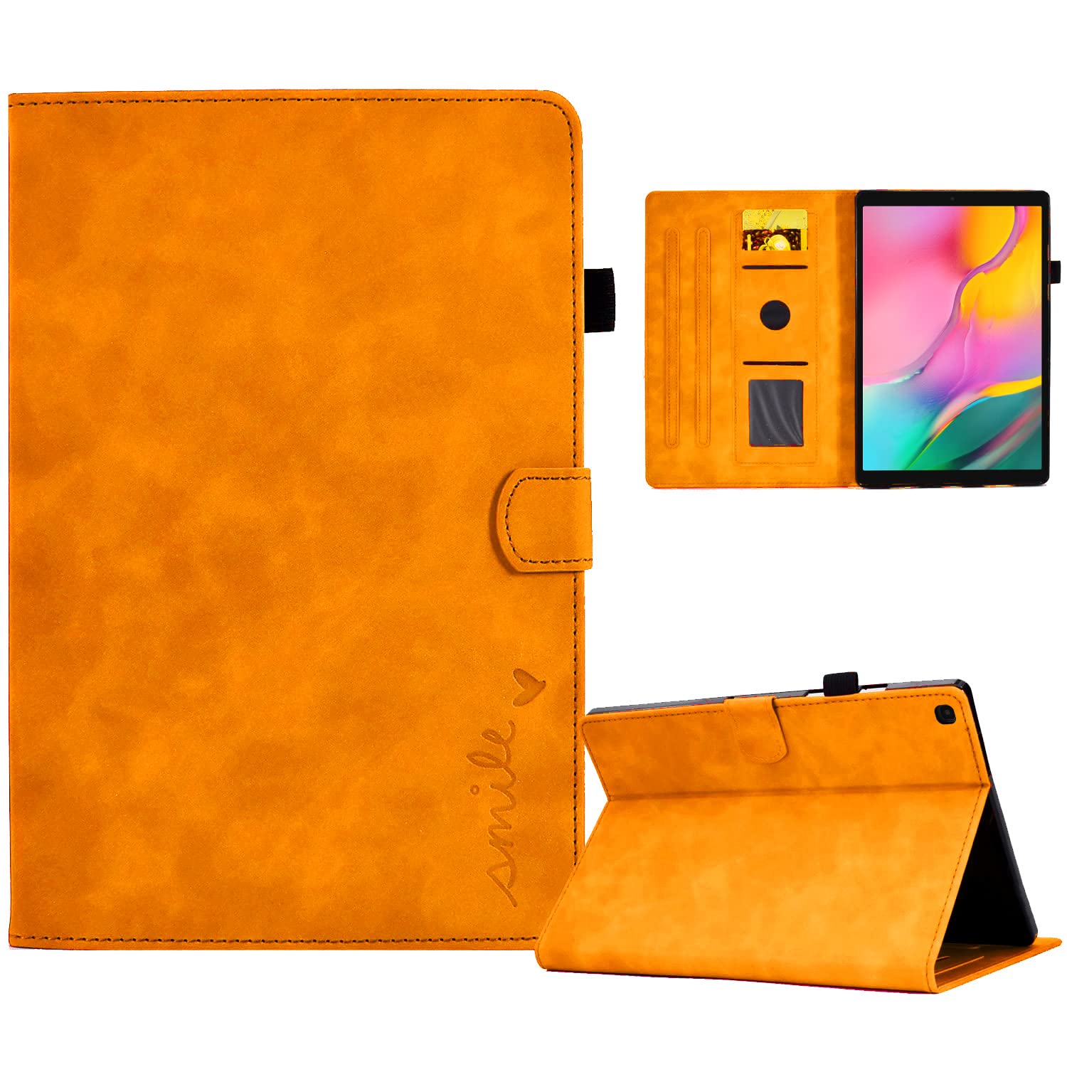 Aswant Hülle Kompatibel mit Samsung Galaxy Tab A 10.1 Zoll 2019 SM-T510 / SM-T515, PU Leder Samsung Galaxy Tab A SM-T510 Hülle, Case Per Samsung Galaxy Tab A 10.1 Zoll Tablet (Orange)